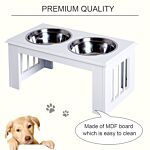 Pawhut Stainless Steel Pet Feeder, 58.4lx30.5wx25.4h Cm-white