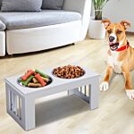 Pawhut Stainless Steel Pet Feeder, 58.4lx30.5wx25.4h Cm-white