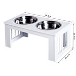 Pawhut Stainless Steel Pet Feeder, 58.4lx30.5wx25.4h Cm-white