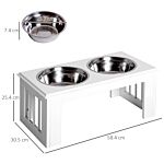 Pawhut Stainless Steel Pet Feeder, 58.4lx30.5wx25.4h Cm-white