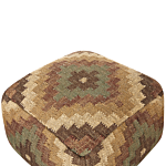 Pouffe Multicolour Jute And Wool 50 X 50 Cm Oriental Pattern Kilim Style Washed Colurs Beliani