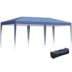 Outsunny Pop Up Gazebo, Double Roof Foldable Canopy Tent, Wedding Awning Canopy W/ Carrying Bag, 6 M X 3 M X 2.65 M, Blue