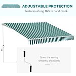 Homcom 3.5 X 2.5m Garden Patio Manual Awning Canopy Sun Shade Shelter With New Winding Handle - Green/ White