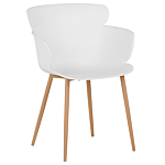 Set Of 2 Dining Chairs White Synthetic Material Metal Legs Ergonomic Back Modern Living Room Beliani