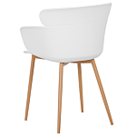 Set Of 2 Dining Chairs White Synthetic Material Metal Legs Ergonomic Back Modern Living Room Beliani