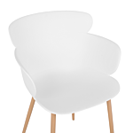 Set Of 2 Dining Chairs White Synthetic Material Metal Legs Ergonomic Back Modern Living Room Beliani