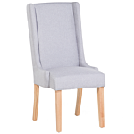 Set Of 2 Dining Chairs Light Grey Fabric Upholstered High Back Wooden Legs Modern Parsons Beliani