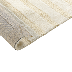 Area Rug Beige Wool 300 X 400 Cm Striped Pattern Solid Colour Modern Minimalistic Living Room Rug Beliani