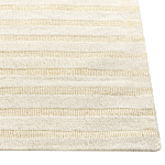 Area Rug Beige Wool 300 X 400 Cm Striped Pattern Solid Colour Modern Minimalistic Living Room Rug Beliani