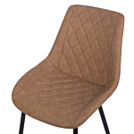 Set Of 2 Dining Chairs Golden Brown Faux Leather Quilted Upholstery Kitchen Beliani