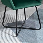 Homcom Modern Accent Chair, Velvet-feel Fabric Upholstered Armchair With Metal Base For Living Room, Set Of 2, Green