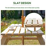 Outsunny 4 Seater Wooden Picnic Table Bench For Outdoor Garden Or Patio W/ Parasol Cutout 150 Cm