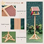 Pawhut Wooden Bird Feeder Table Freestanding With Weather Resistant Roof Cross-shaped Support Feet For Backyard Pre-cut 55 X 55 X 144cm Natural