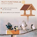 Pawhut Wooden Bird Feeder Table Freestanding With Weather Resistant Roof Cross-shaped Support Feet For Backyard Pre-cut 55 X 55 X 144cm Natural