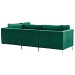 Modular Sofa Green Velvet 3 Seater With Ottoman Silver Metal Legs Glamour Style Beliani