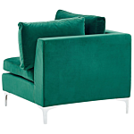 Modular Sofa Green Velvet 3 Seater With Ottoman Silver Metal Legs Glamour Style Beliani