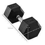 Homcom 2x17.5kg Rubber Hex Dumbbell Portable Hand Weights Dumbbell Home Gym Workout Fitness Hand Dumbbell