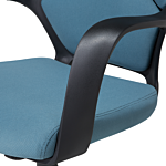 Office Chair Teal Blue And Black Fabric Swivel Desk Computer Adjustable Seat Reclining Backrest Beliani