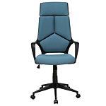 Office Chair Teal Blue And Black Fabric Swivel Desk Computer Adjustable Seat Reclining Backrest Beliani