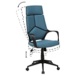 Office Chair Teal Blue And Black Fabric Swivel Desk Computer Adjustable Seat Reclining Backrest Beliani