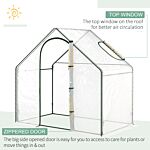 Outsunny Walk In Pvc Greenhouse Garden Outdoor Flower Planter Steel Frame W/ Zipped Door & Window 180 X 100 X 168cm White