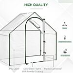 Outsunny Walk In Pvc Greenhouse Garden Outdoor Flower Planter Steel Frame W/ Zipped Door & Window 180 X 100 X 168cm White