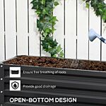 Outsunny 2 Tier Raised Garden Bed, Galvanised Planter Box With Open Bottom For Vegetables Flowers Herbs, 120x101x58cm, Dark Grey