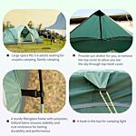 Outsunny 5-6 Man Dome Camping Tent Hiking Shelter Uv Protection 3000mm Water Resistant Tunnel Tent - Dark Green