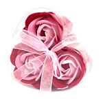 Set Of 3 Soap Flower Heart Box - Pink Roses