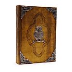 Heafty Coffee Tan Book - Zinc Owl Decor - 200 Deckle Edges Pages - 26x18cm