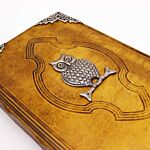 Heafty Coffee Tan Book - Zinc Owl Decor - 200 Deckle Edges Pages - 26x18cm