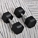 Homcom Hex Dumbbells Set Rubber Dumbbells Weight Lifting Equipment Fitness Home Gym