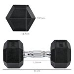 Homcom Hex Dumbbells Set Rubber Dumbbells Weight Lifting Equipment Fitness Home Gym