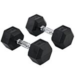 Homcom Hex Dumbbells Set Rubber Dumbbells Weight Lifting Equipment Fitness Home Gym