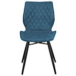 Set Of 2 Dining Chairs Blue Fabric Upholstery Black Legs Rustic Retro Style Beliani