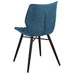 Set Of 2 Dining Chairs Blue Fabric Upholstery Black Legs Rustic Retro Style Beliani