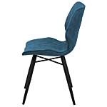 Set Of 2 Dining Chairs Blue Fabric Upholstery Black Legs Rustic Retro Style Beliani