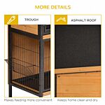 Pawhut 2-floor Wooden Rabbit Hutch Bunny Cage Metal Frame Pet House With Slide-out Tray Feeding Trough Ramp Lockable Door Openable Roof