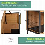 Pawhut 2-floor Wooden Rabbit Hutch Bunny Cage Metal Frame Pet House With Slide-out Tray Feeding Trough Ramp Lockable Door Openable Roof