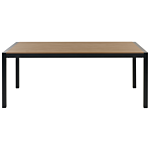 Garden Dining Table Light Wood And Black Plastic Wood Aluminium Frame For 6 People 180 X 90 Cm Modern Design Beliani