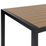 Garden Dining Table Light Wood And Black Plastic Wood Aluminium Frame For 6 People 180 X 90 Cm Modern Design Beliani