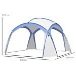 Outsunny 3.5 X 3.5m Camping Gazebo, Outdoor Event Shelter Dome Tent Garden Sun Shelter Patio Spire Arc Pavilion Camp Sun Shade, Light Blue