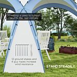 Outsunny 3.5 X 3.5m Camping Gazebo, Outdoor Event Shelter Dome Tent Garden Sun Shelter Patio Spire Arc Pavilion Camp Sun Shade, Light Blue