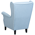 Wingback Chair Armchair Blue Fabric Upholstered Rolled Arms Retro Beliani