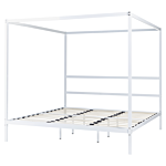 Canopy Bed Frame Black Metal 180 X 200 Cm Double Size Plywood Slats Industrial Minimalist Beliani