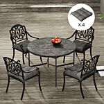 Outsunny 4-piece Seat Cushion Pillows Replacement, Patio Chair Cushions Set With Ties For Indoor Outdoor, Charcoal Grey