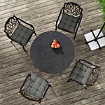 Outsunny 4-piece Seat Cushion Pillows Replacement, Patio Chair Cushions Set With Ties For Indoor Outdoor, Charcoal Grey