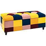 Homcom 114 X 47 X 47cm Velvet Storage Ottoman, Button-tufted Footstool Box, Toy Chest With Lid For Living Room, Bedroom, Multicoloured