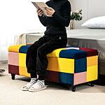 Homcom 114 X 47 X 47cm Velvet Storage Ottoman, Button-tufted Footstool Box, Toy Chest With Lid For Living Room, Bedroom, Multicoloured