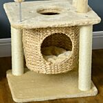 Pawhut Cat Tree For Indoor Cats With Scratching Posts, Cat House, Bed, Toy Ball, Beige